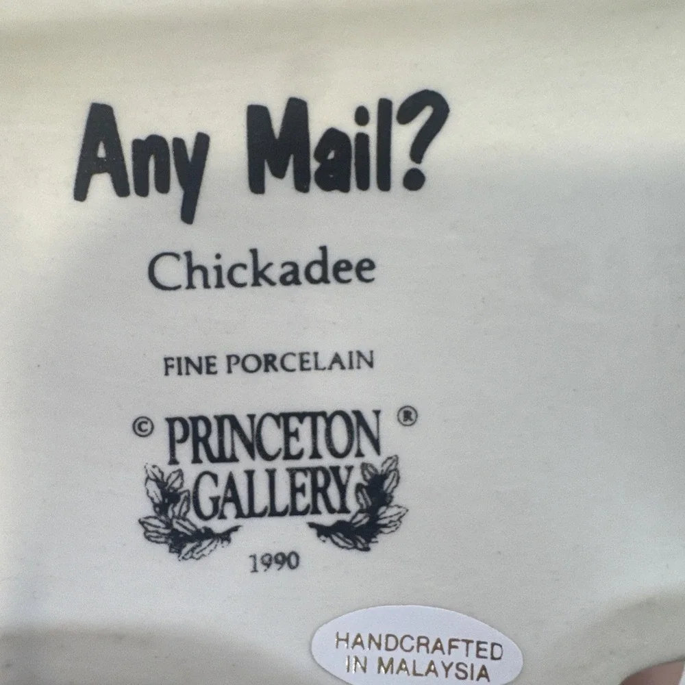 Chickadee Bird Sitting on Mailbox Figurine ANY MAIL? 1990 Princeton Gallery
